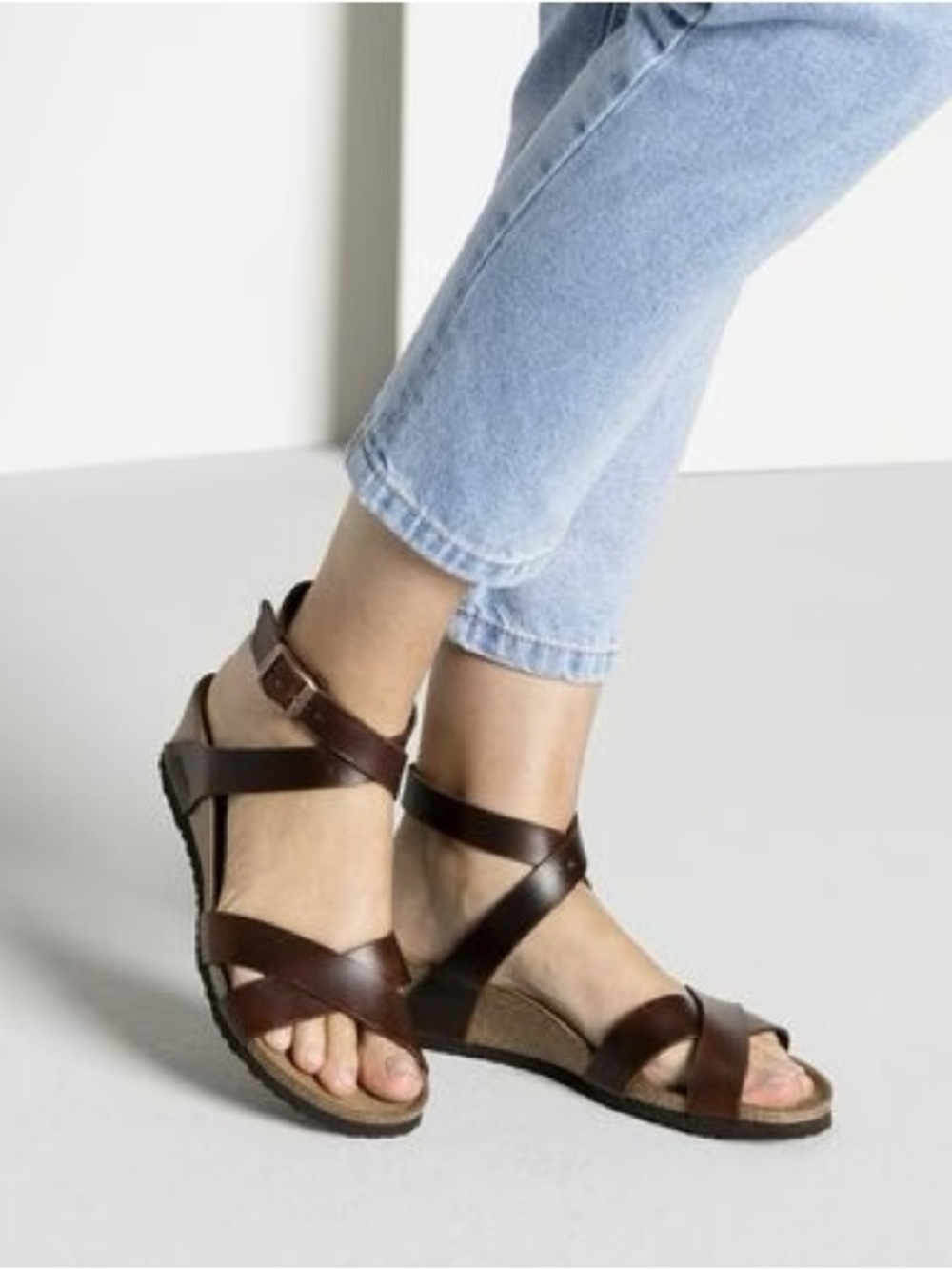 Birkenstock Papillio Lola Cognac Leather Wedge Sandals - Picture 11 of 11